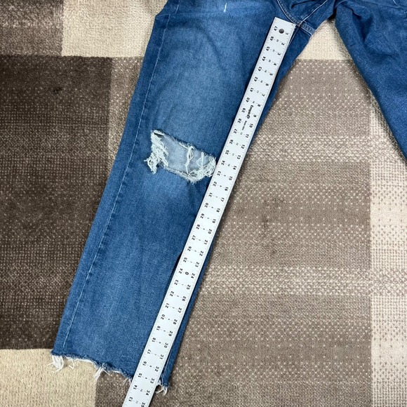 Express 90s Wide Leg Super High Rise Distressed Jeans Medium Wash Size 10 L - Picture 10 of 11